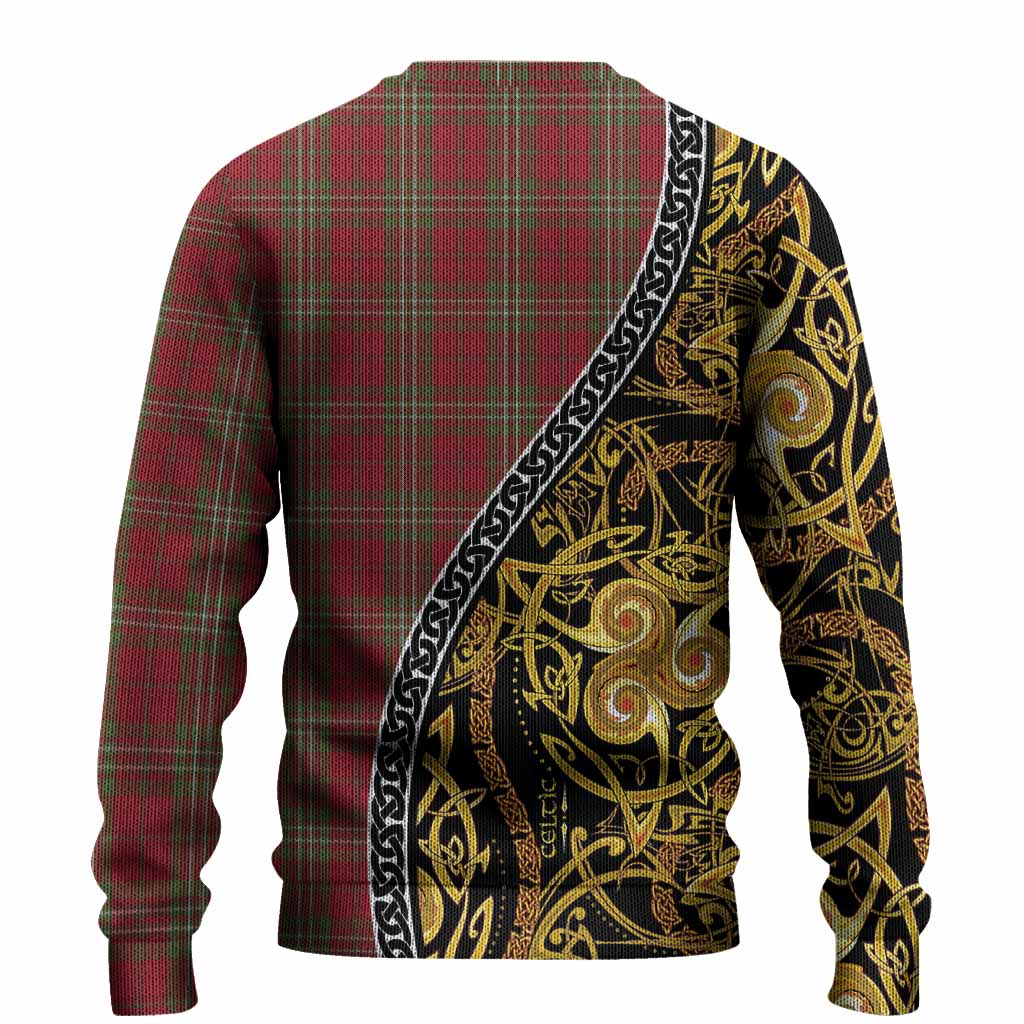 Scott Tartan Crest Knitted Sweater Celtic Knot and Triple Trickle Spiral Symbols