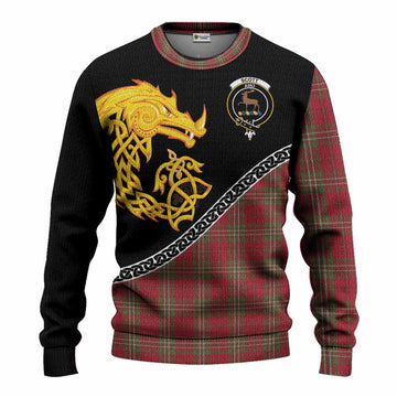 Scott Tartan Crest Knitted Sweater Legendary Dragon Knot Half Style