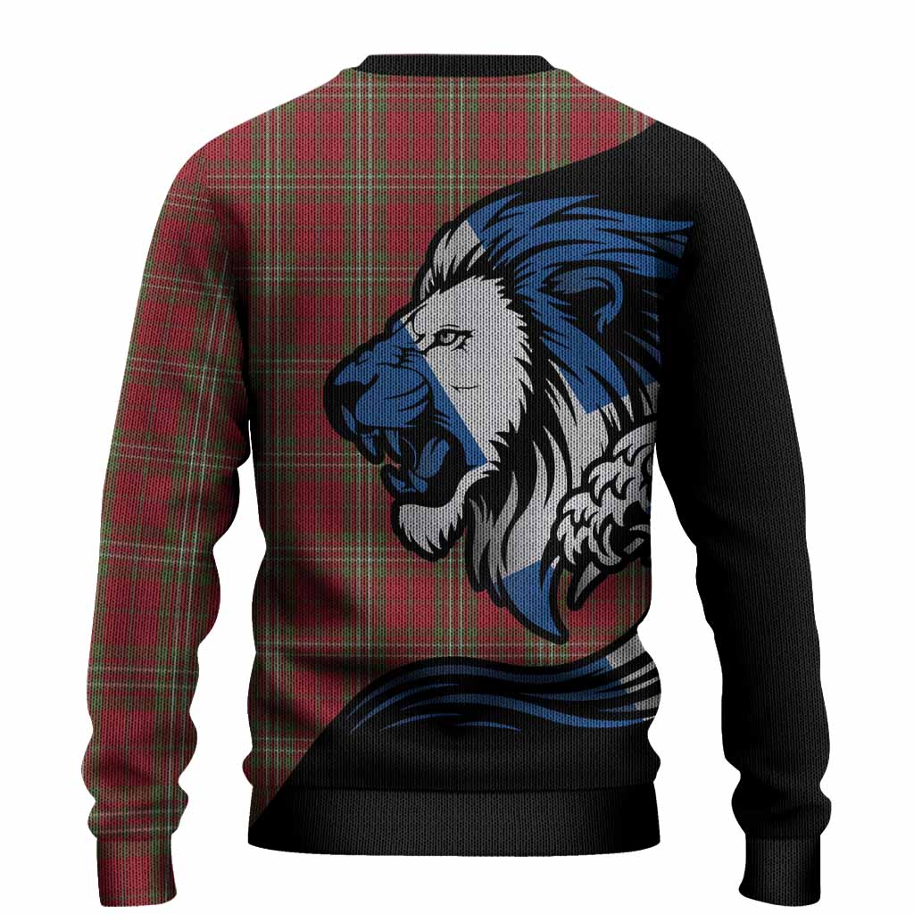 Scott Tartan Crest Knitted Sweater Scottish Golden Lions Wave Flow