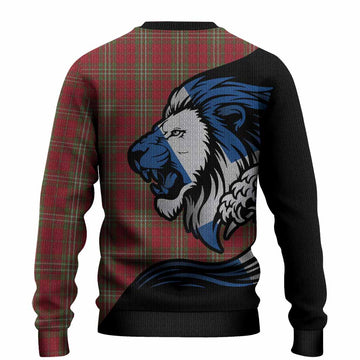 Scott Tartan Crest Knitted Sweater Scottish Golden Lions Wave Flow