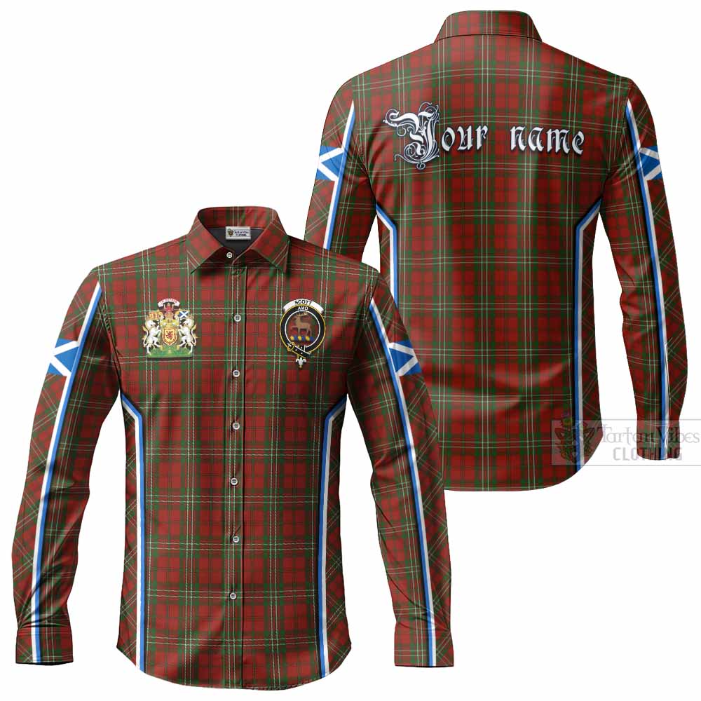 Scott Tartan Crest Long Sleeve Button Shirts Scotland Coat of Arm Flag Style - Tartan Vibes Clothing