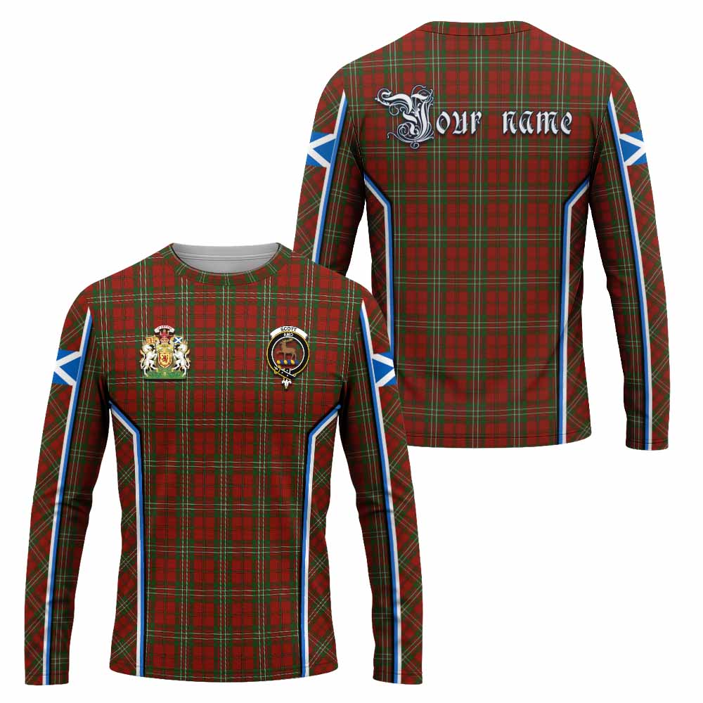 Scott Tartan Crest Long Sleeve T-Shirt Scotland Coat of Arm Flag Style - Tartan Vibes Clothing