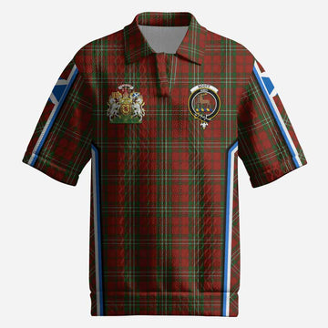 Scott Tartan Crest Men’s Polo Sweater Top Scotland Coat of Arm Flag Style