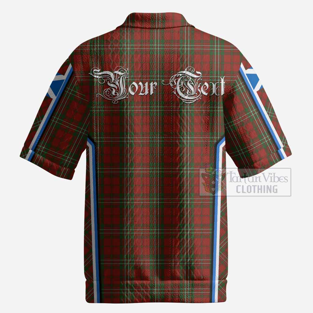 Scott Tartan Crest Men’s Polo Sweater Top Scotland Coat of Arm Flag Style