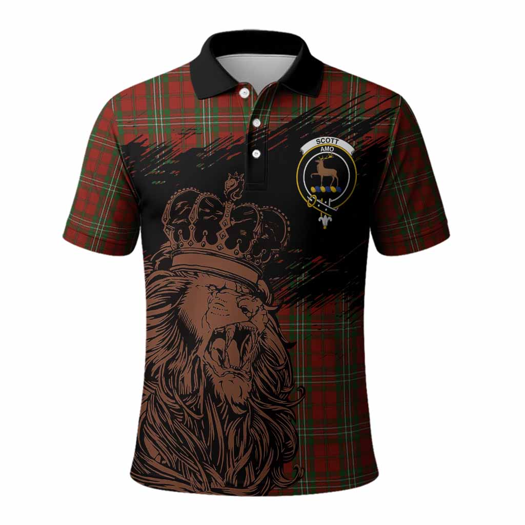 Scott Tartan Crest Polo Shirt Crowned Lion Heritage Style