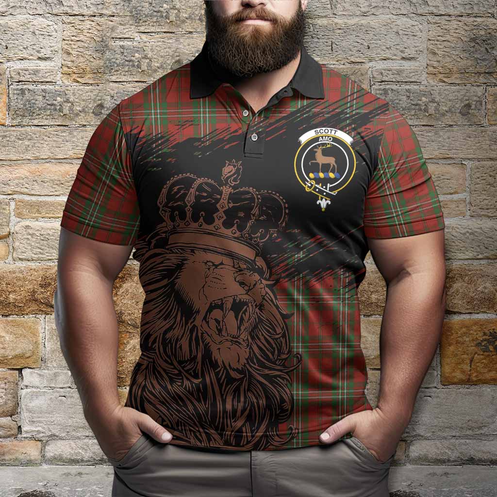 Scott Tartan Crest Polo Shirt Crowned Lion Heritage Style