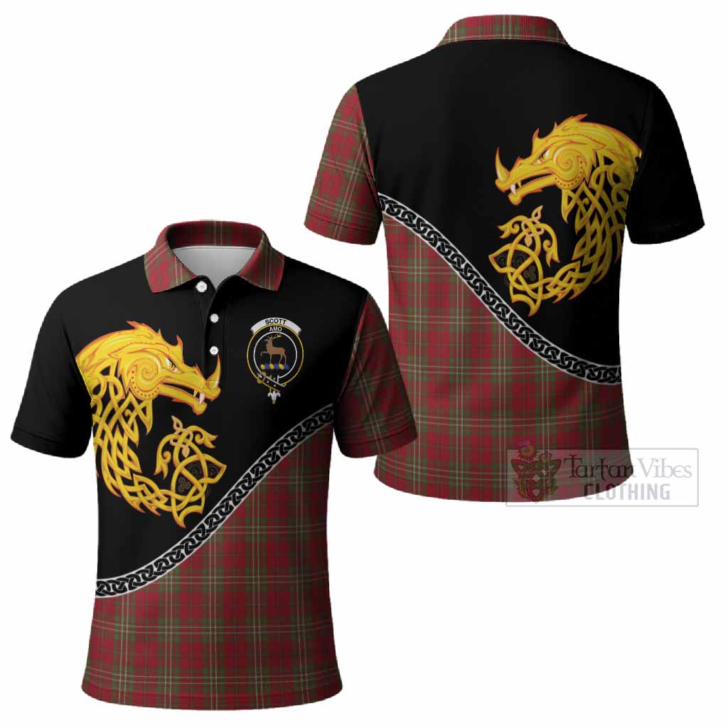 Scott Tartan Crest Polo Shirt Legendary Dragon Knot Half Style
