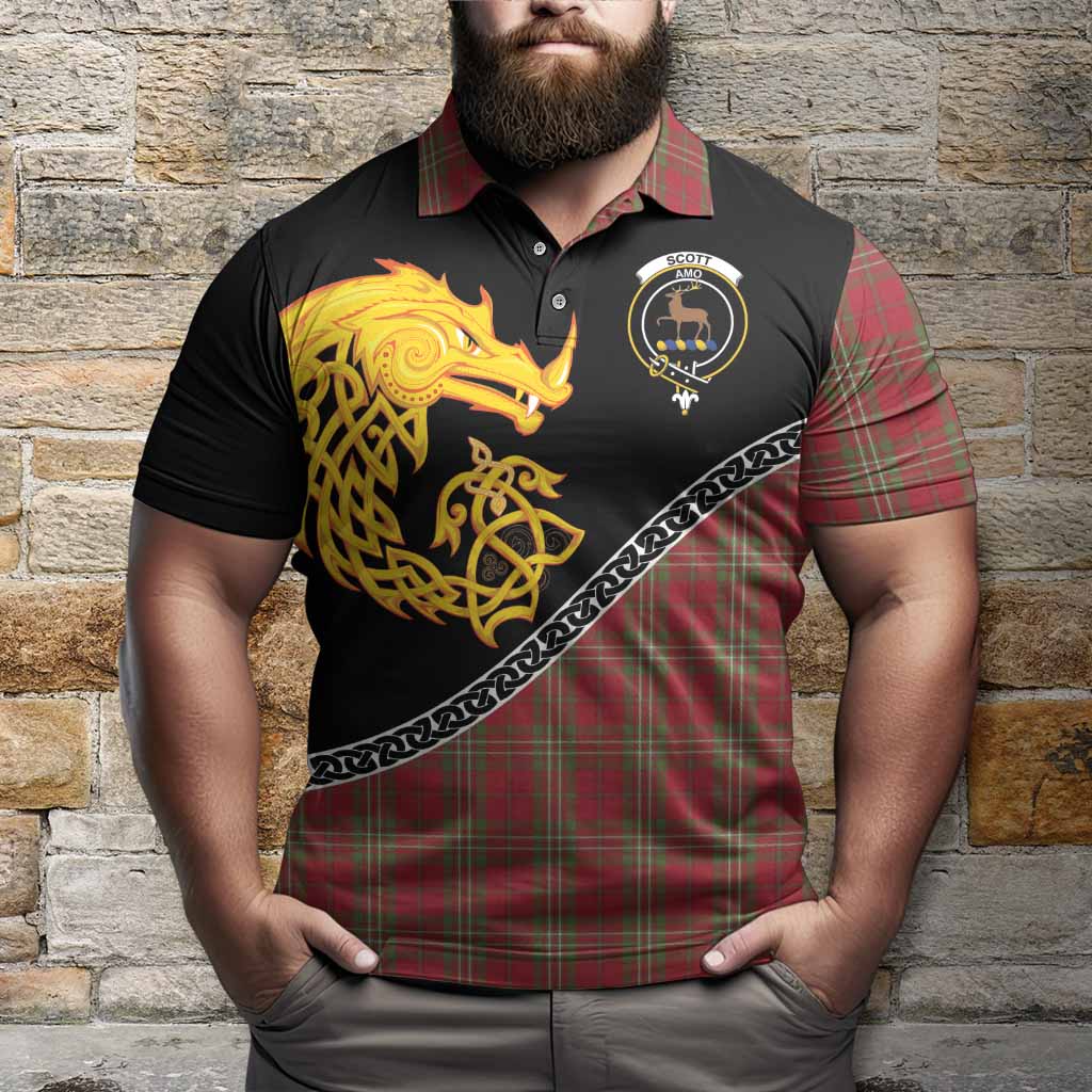 Scott Tartan Crest Polo Shirt Legendary Dragon Knot Half Style