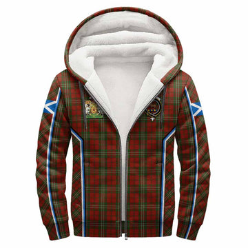 Scott Tartan Crest Sherpa Hoodie Scotland Coat of Arm Flag Style