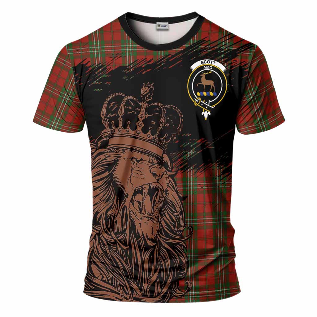 Scott Tartan Crest T-Shirt Crowned Lion Heritage Style