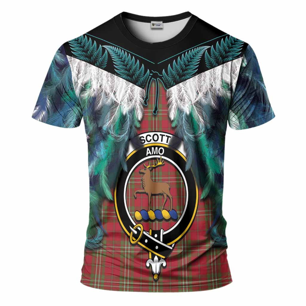 Scott Tartan Crest T-Shirt New Zealand Maori Korowai Cloak