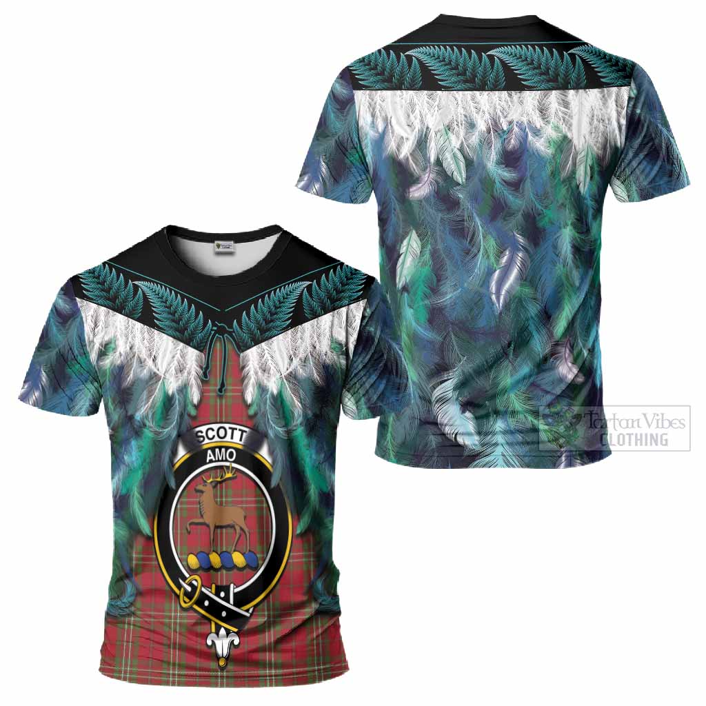 Scott Tartan Crest T-Shirt New Zealand Maori Korowai Cloak