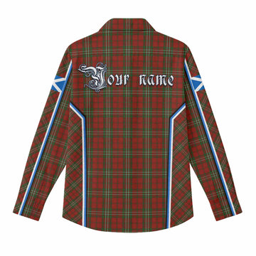 Scott Tartan Crest Women Casual Shirt Scotland Coat of Arm Flag Style