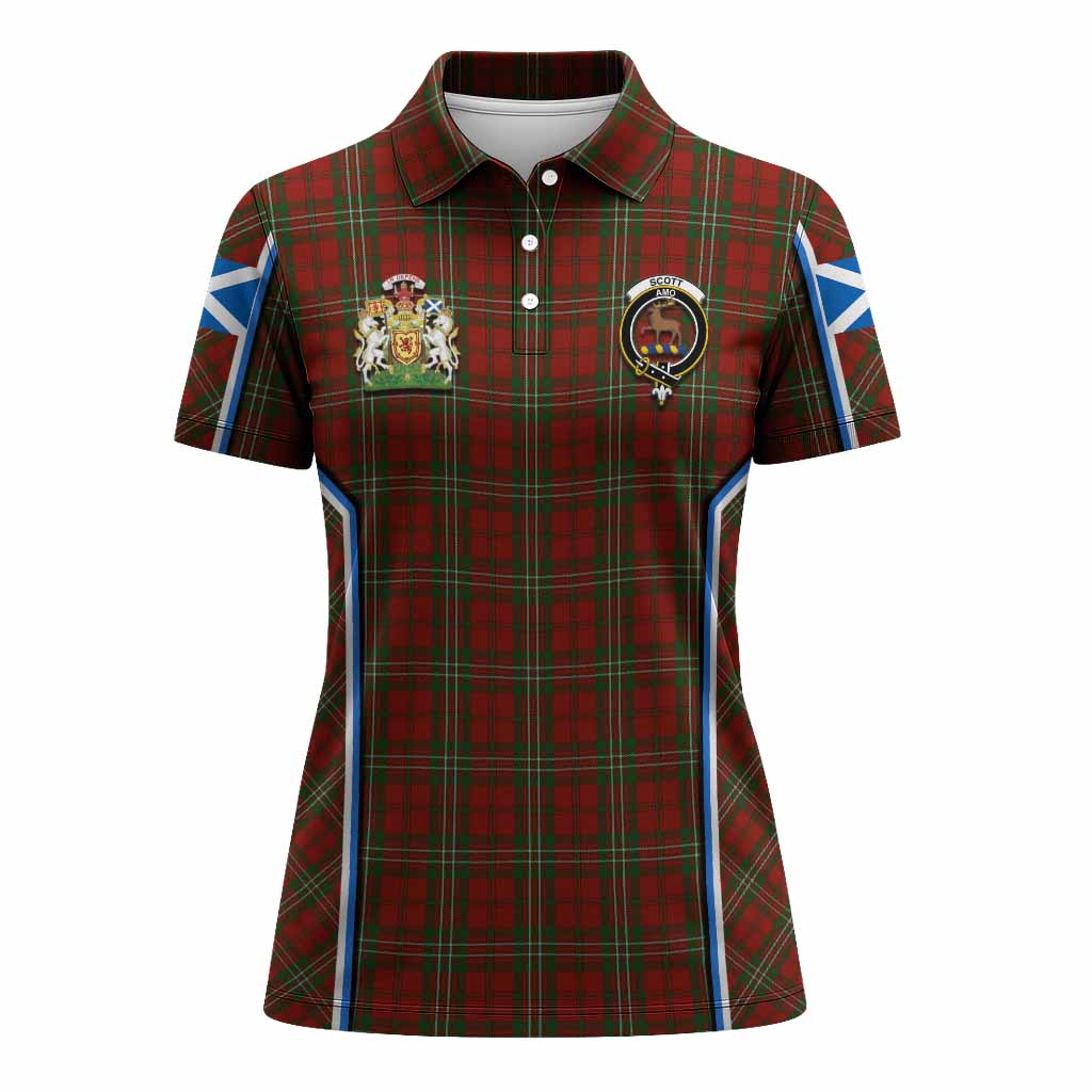 Scott Tartan Crest Women's Polo Shirt Scotland Coat of Arm Flag Style - Tartan Vibes Clothing