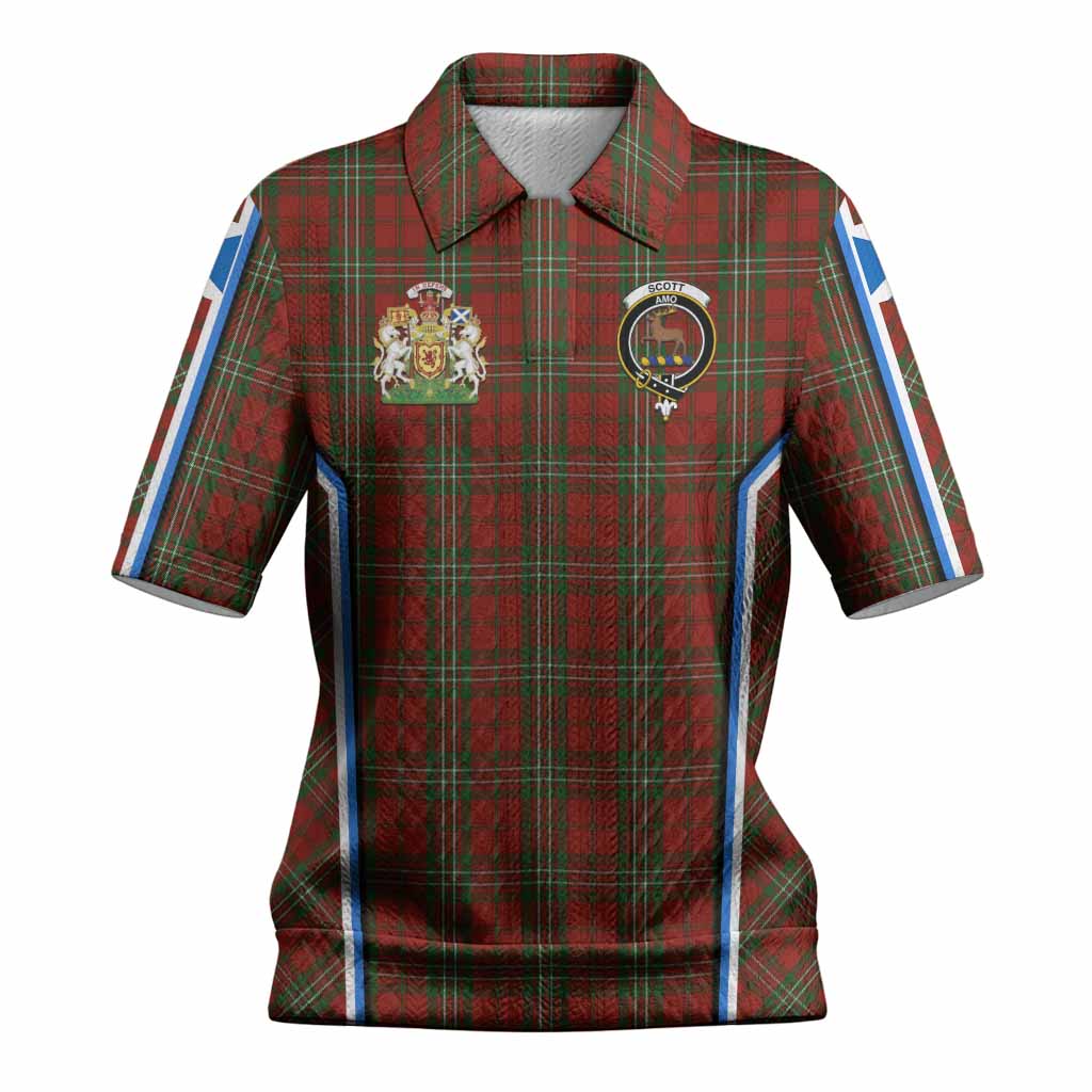 Scott Tartan Crest Women’s Polo Sweater Top Scotland Coat of Arm Flag Style