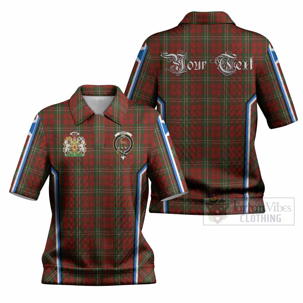 Scott Tartan Crest Women’s Polo Sweater Top Scotland Coat of Arm Flag Style