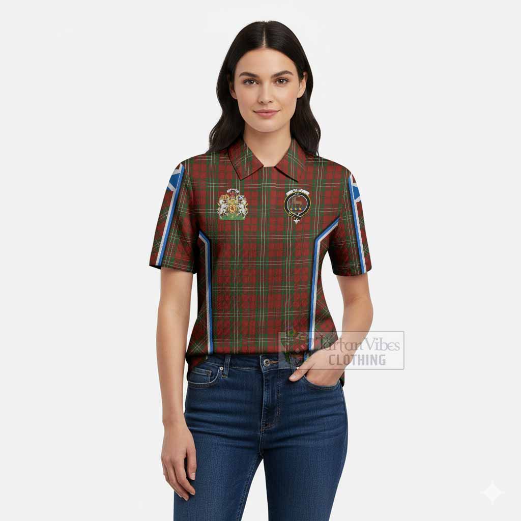 Scott Tartan Crest Women’s Polo Sweater Top Scotland Coat of Arm Flag Style