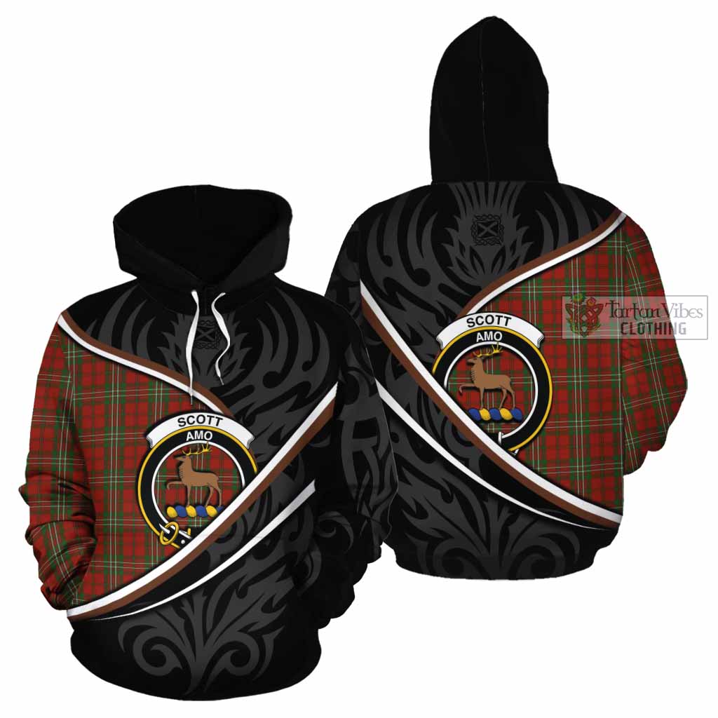 Scott Tartan Family Crest Cotton Hoodie Celtic Scottish Thistle Floral - Tartan Vibes Clothing