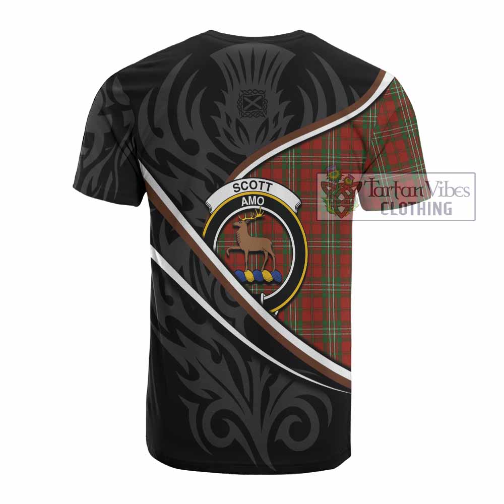 Scott Tartan Family Crest Cotton T-shirt Celtic Scottish Thistle Floral - Tartan Vibes Clothing