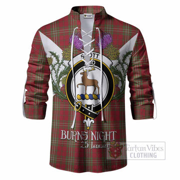 Scott Tartan Family Crest Ghillie Shirt Scottish Burns Night Thistle Floral