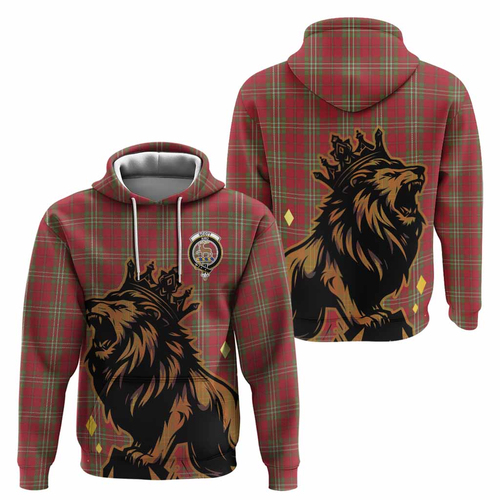 Scott Tartan Family Crest Hoodie Crowned Lion Roaring
