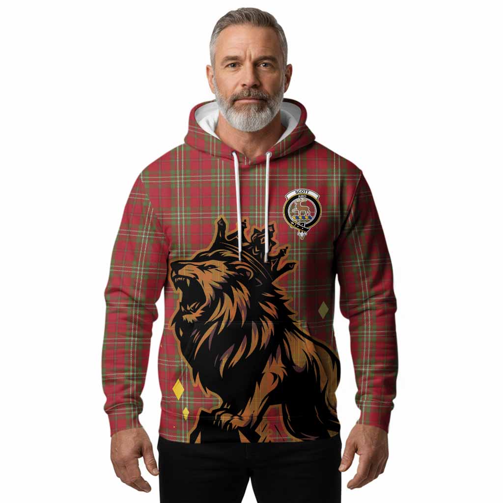 Scott Tartan Family Crest Hoodie Crowned Lion Roaring