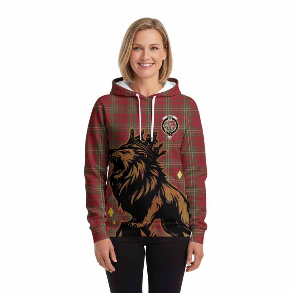 Scott Tartan Family Crest Hoodie Crowned Lion Roaring