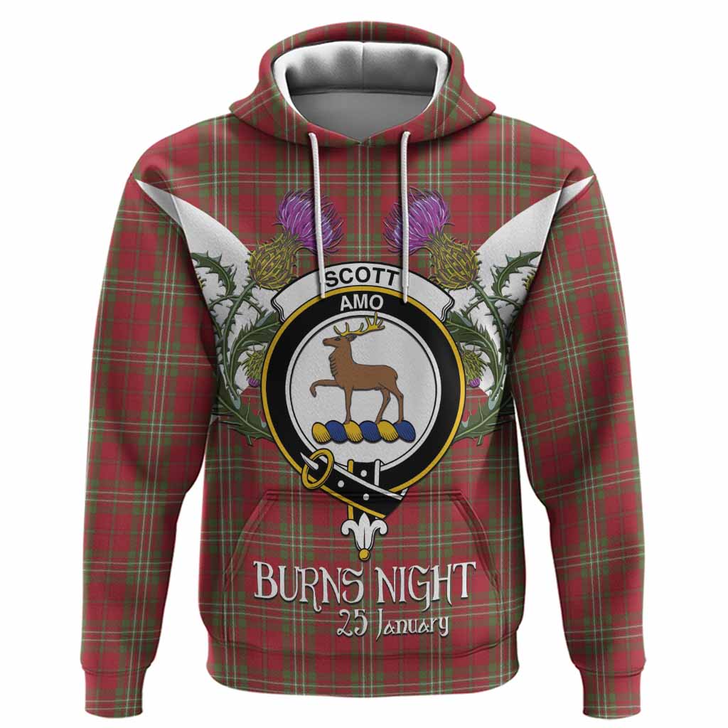 Scott Tartan Family Crest Hoodie Scottish Burns Night Thistle Floral