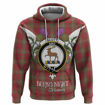 Scott Tartan Family Crest Hoodie Scottish Burns Night Thistle Floral