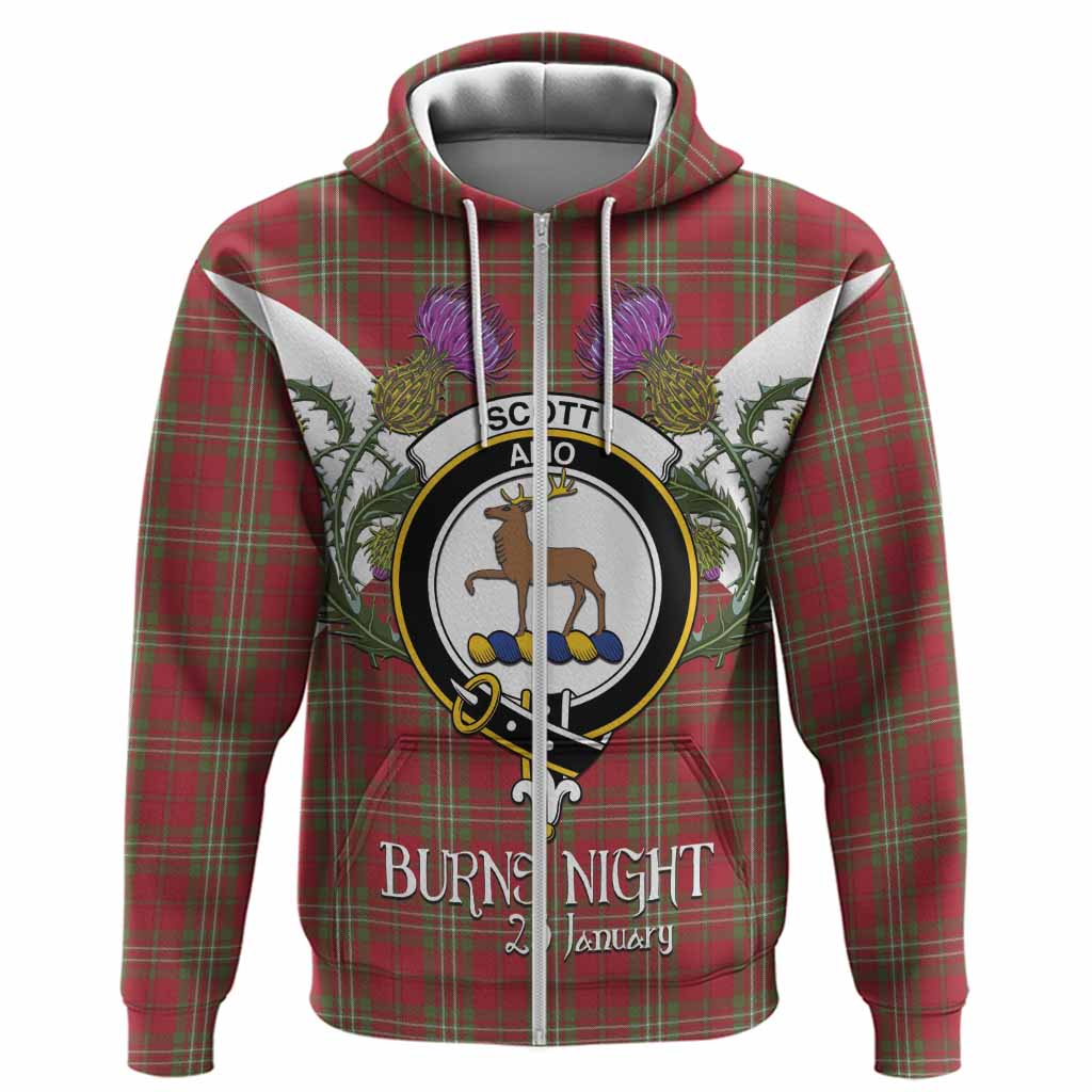 Scott Tartan Family Crest Hoodie Scottish Burns Night Thistle Floral