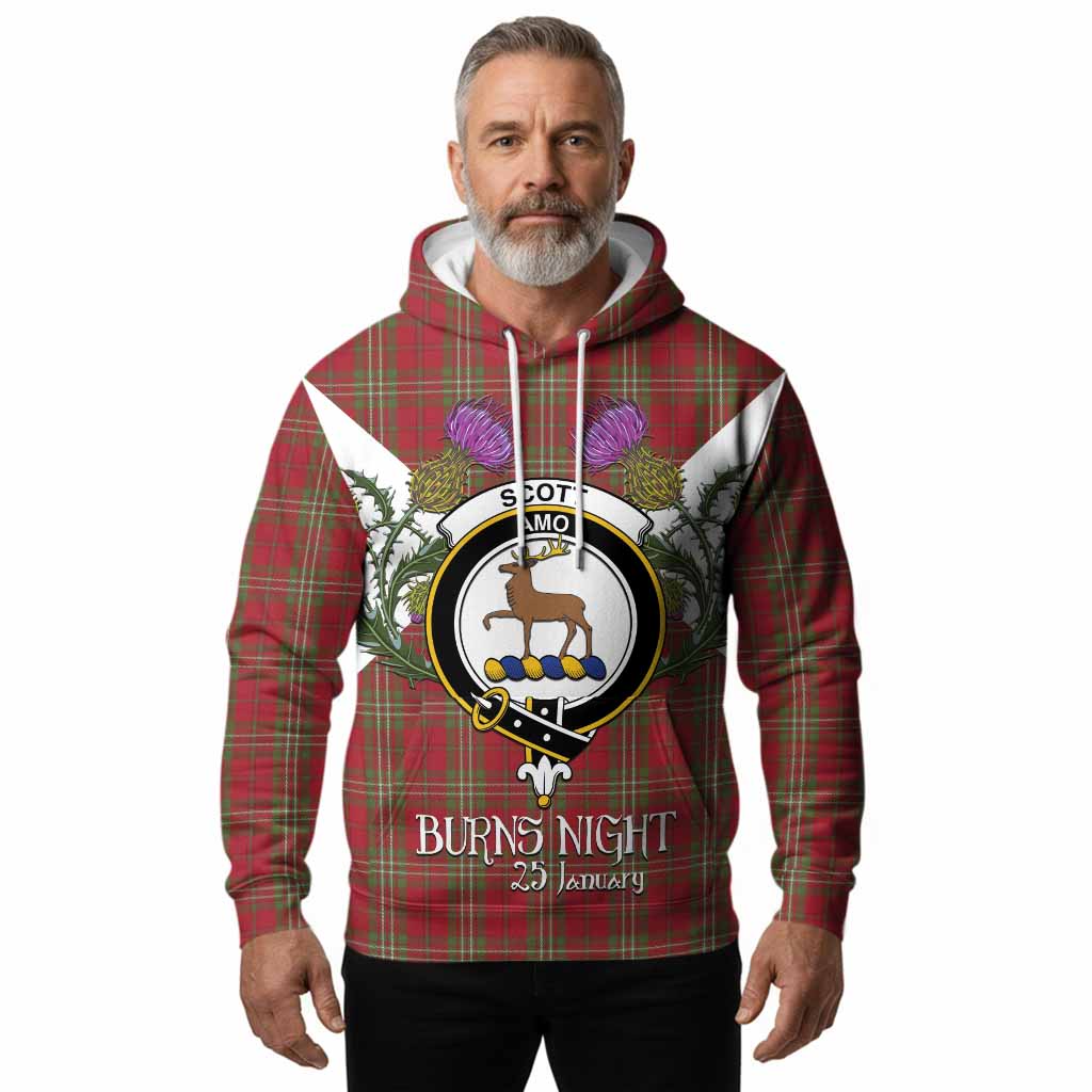 Scott Tartan Family Crest Hoodie Scottish Burns Night Thistle Floral