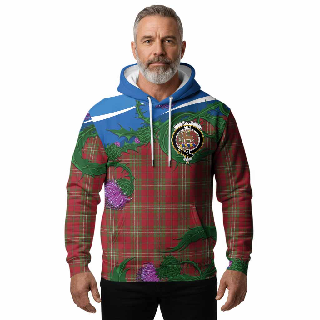 Scott Tartan Family Crest Hoodie Thistle in Minimalism