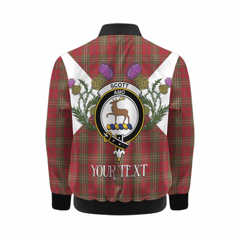 Scott Tartan Family Crest Kid Bomber Jacket Scottish Burns Night Thistle Floral