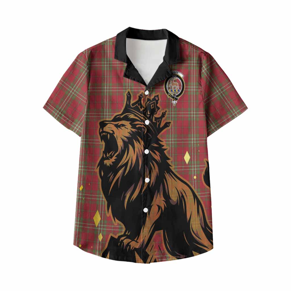 Scott Tartan Family Crest Kid Hawaiian Shirt Crowned Lion Roaring