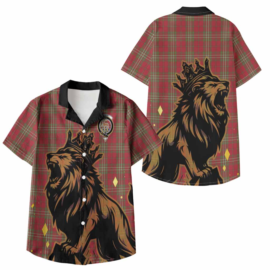 Scott Tartan Family Crest Kid Hawaiian Shirt Crowned Lion Roaring