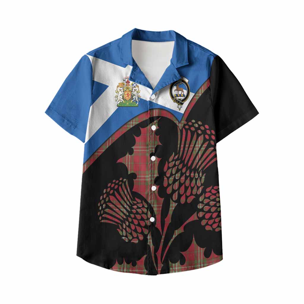 Scott Tartan Family Crest Kid Hawaiian Shirt Scotland Thistle Floral Flag Style
