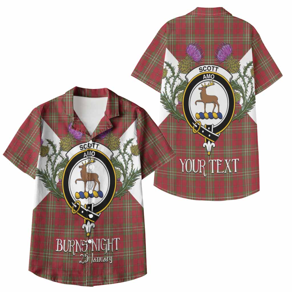 Scott Tartan Family Crest Kid Hawaiian Shirt Scottish Burns Night Thistle Floral