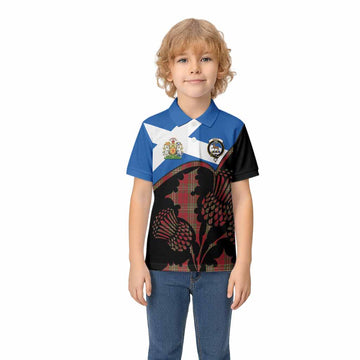 Scott Tartan Family Crest Kid Polo Shirt Scotland Thistle Floral Flag Style