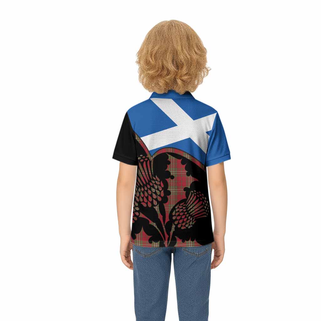 Scott Tartan Family Crest Kid Polo Shirt Scotland Thistle Floral Flag Style
