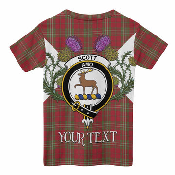 Scott Tartan Family Crest Kid T-shirt Scottish Burns Night Thistle Floral