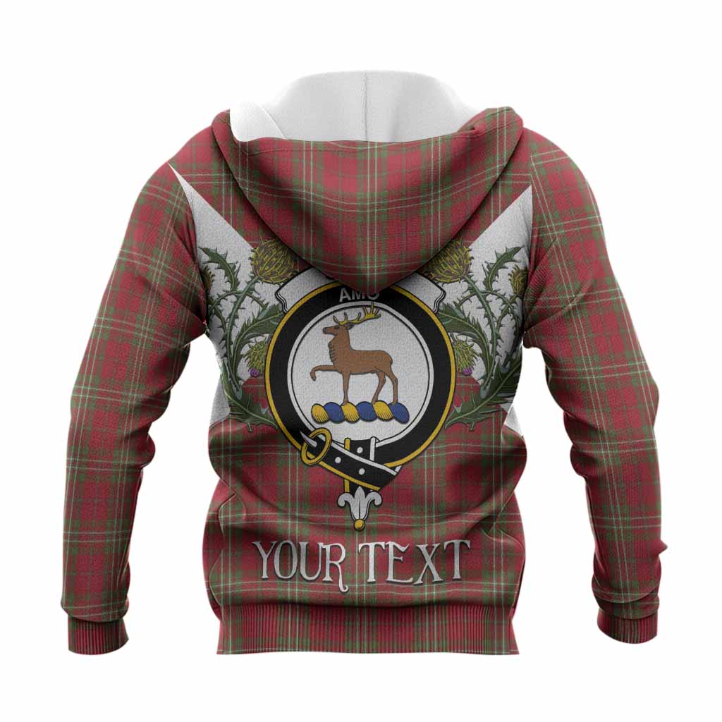 Scott Tartan Family Crest Knitted Hoodie Scottish Burns Night Thistle Floral