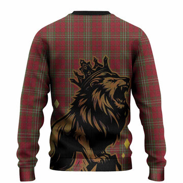 Scott Tartan Family Crest Knitted Sweater Crowned Lion Roaring