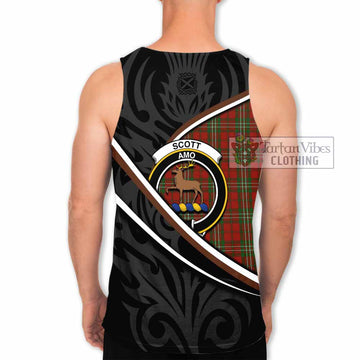 Scott Tartan Family Crest Men Tank Top Celtic Scottish Thistle Floral