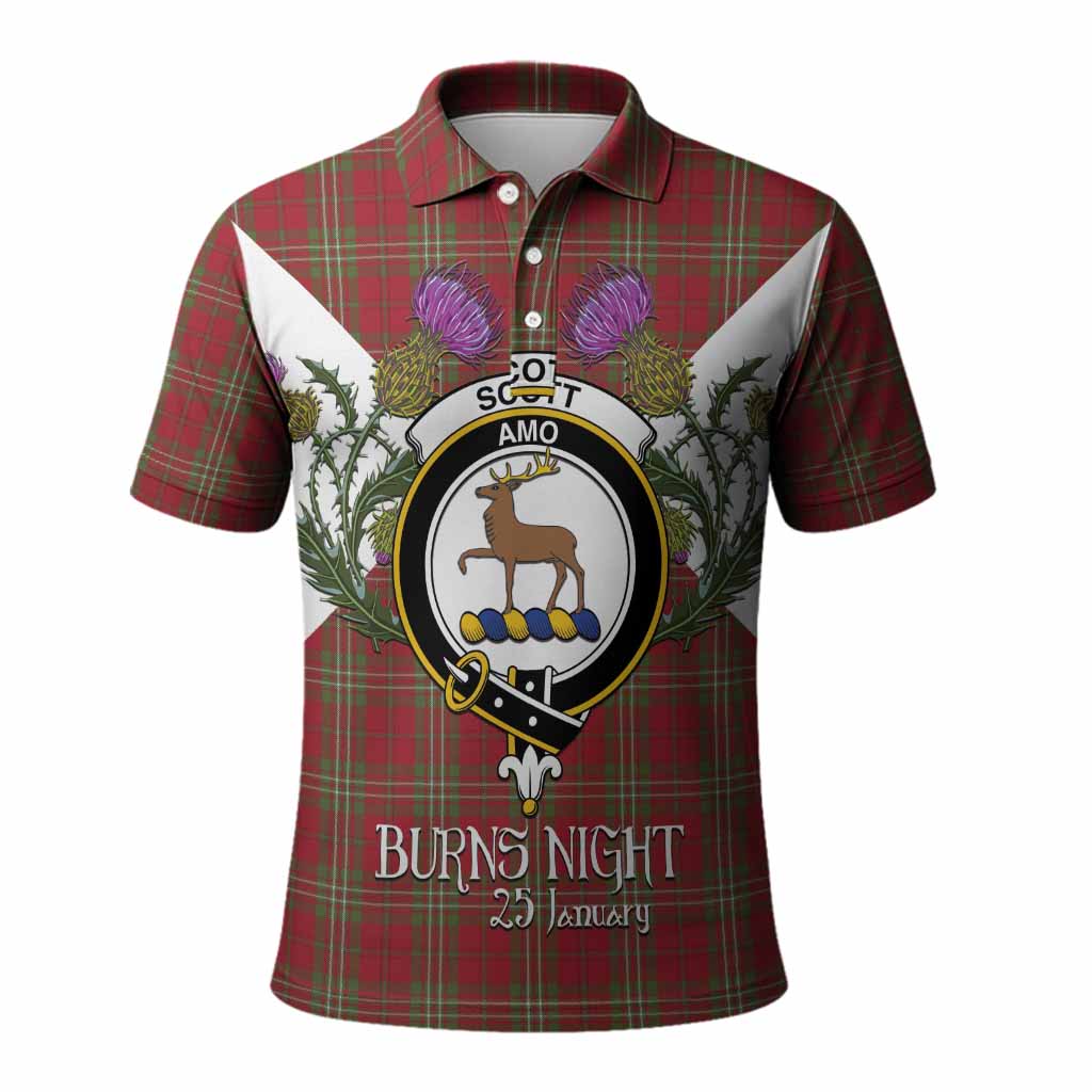 Scott Tartan Family Crest Polo Shirt Scottish Burns Night Thistle Floral