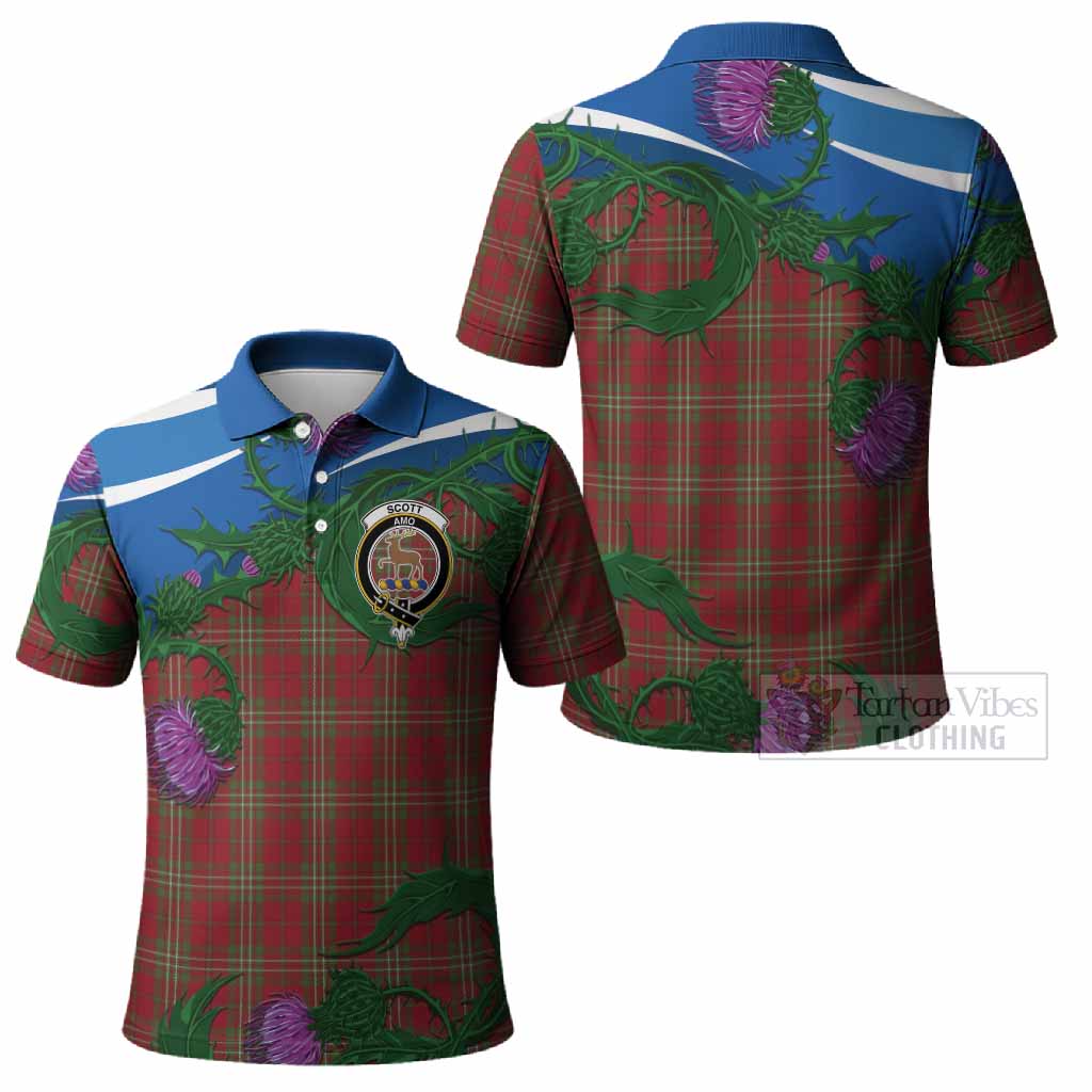 Scott Tartan Family Crest Polo Shirt Thistle in Minimalism