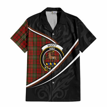 Scott Tartan Family Crest Short Sleeve Button Shirt Celtic Scottish Thistle Floral - Tartan Vibes Clothing