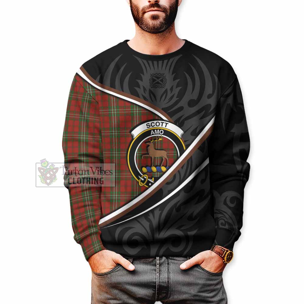 Scott Tartan Family Crest Sweatshirt Celtic Scottish Thistle Floral - Tartan Vibes Clothing