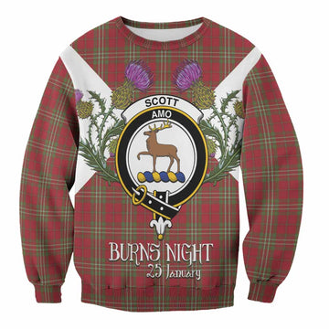 Scott Tartan Family Crest Sweatshirt Scottish Burns Night Thistle Floral