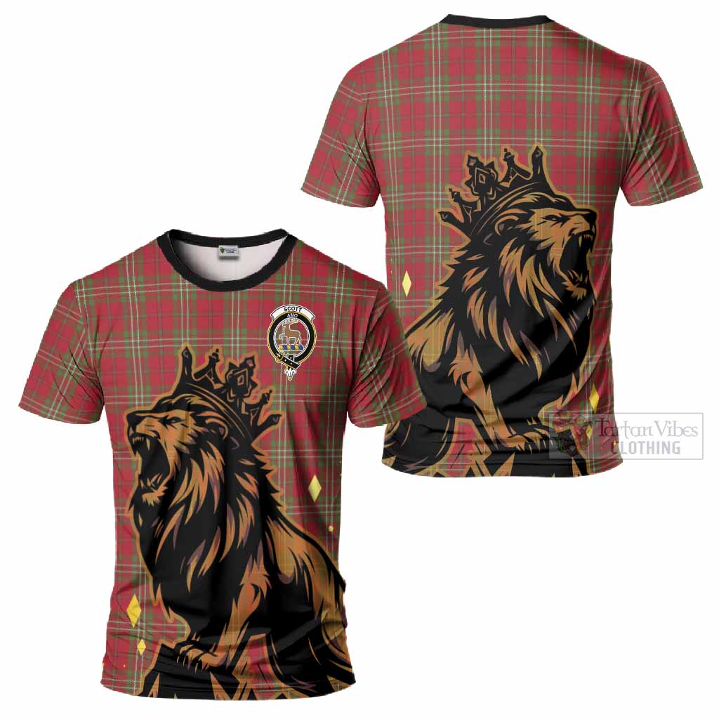Scott Tartan Family Crest T-Shirt Crowned Lion Roaring