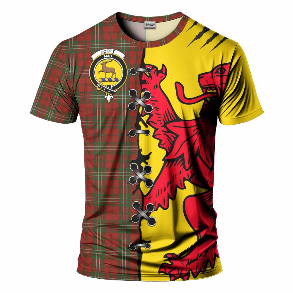 Scott Tartan Family Crest T-shirt Lion Rampant Honor - Tartan Vibes Clothing